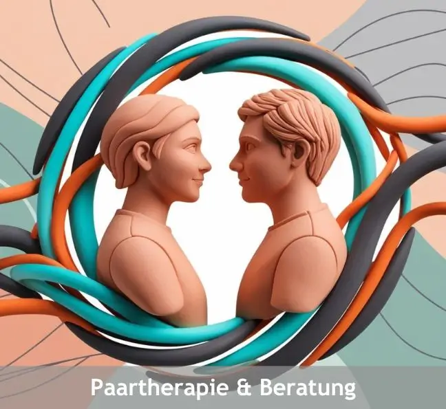 Ein stilistisches Knetfiguren Paar welches sich in die Augen schaut. Soll auf Paartherapie hinweisen.