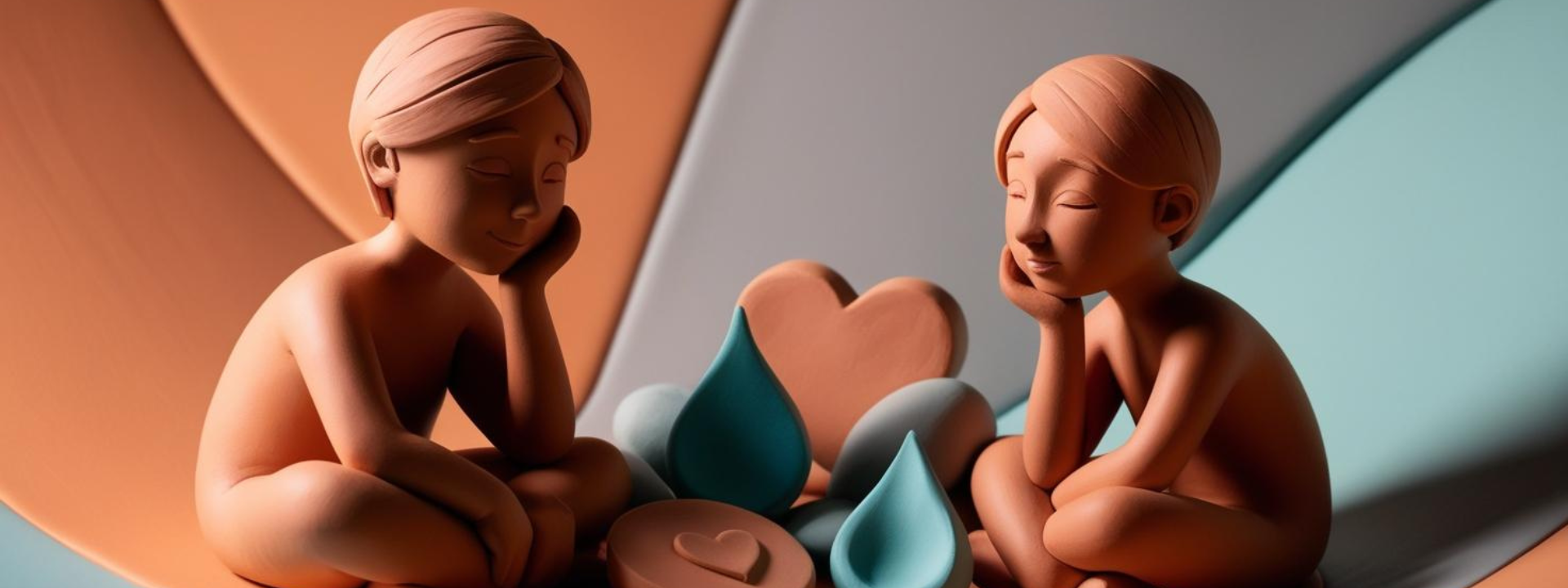 „Eine Knetfigur scrollt endlos auf einem Smartphone, während um sie herum Symbole für Angst, Stress und Unsicherheit schweben. Die Farbpalette von Orange, Türkis und Grau verstärkt die Dynamik zwischen Aufmerksamkeit und psychischer Belastung.